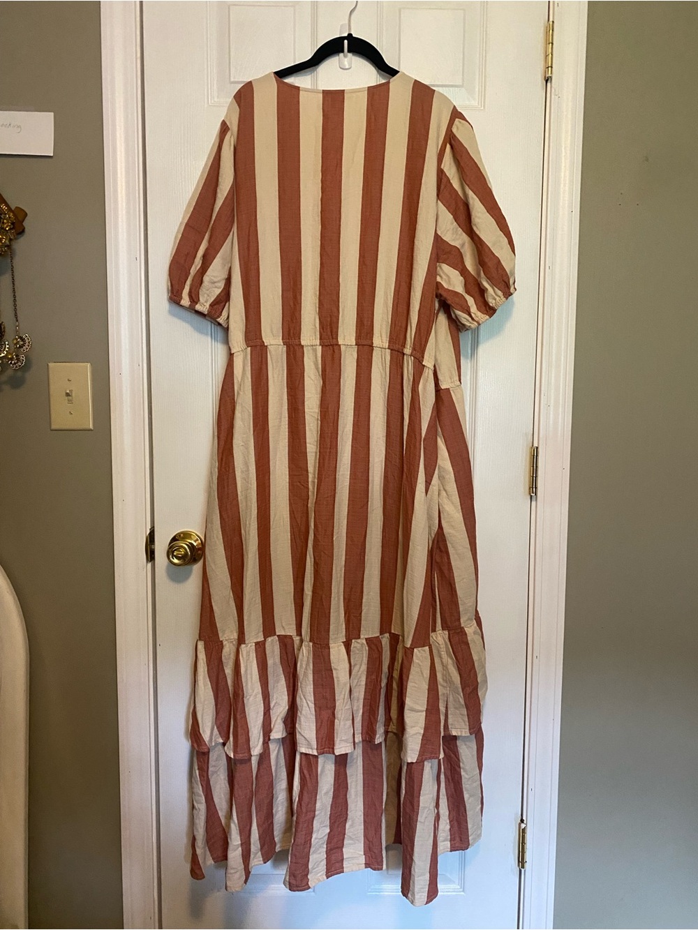 Knox Rose Rust and Cream Striped True Wrap Maxi dress Sz 3X - Picture 7 of 8